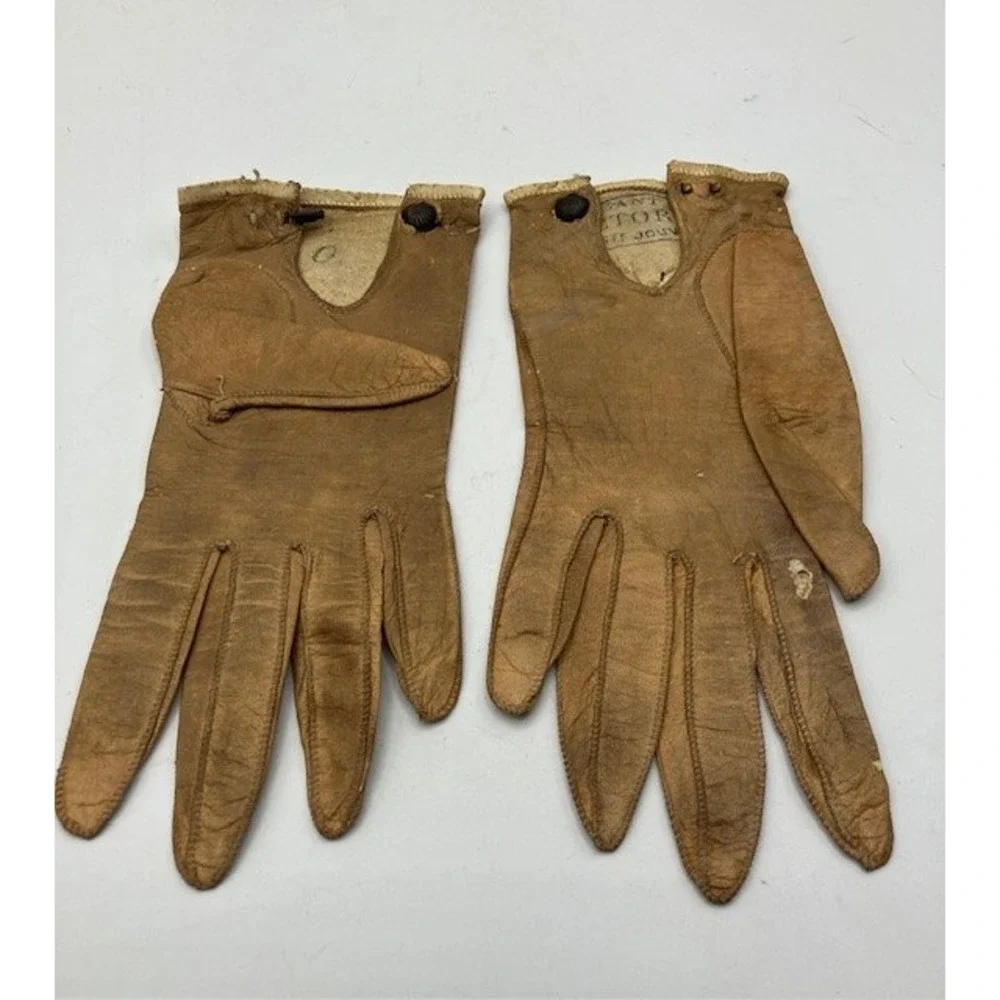 Vintage Victoria Syste Jouvin‎ Gloves Tan Leather XS 5.5